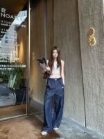 Contrast Waistband Wide-Leg Jeans - 图片 2