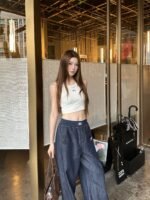 Contrast Waistband Wide-Leg Jeans - 图片 3