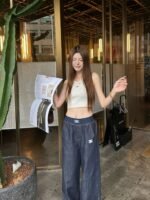 Contrast Waistband Wide-Leg Jeans - 图片 4