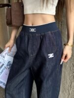 Contrast Waistband Wide-Leg Jeans - 图片 7