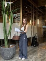 Contrast Waistband Wide-Leg Jeans - 图片 8