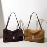 Suede Flap Shoulder Bag
