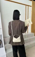 CJJ-6131 Woven Hobo Box Bag - ivory back view crossbody