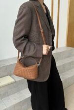 CJJ-6131 Woven Hobo Box Bag - caramel crossbody
